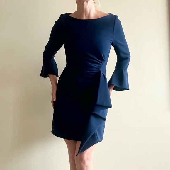Jonathan Simkhai Navy Blue draped dress 4 $550 - Picture 3 of 4